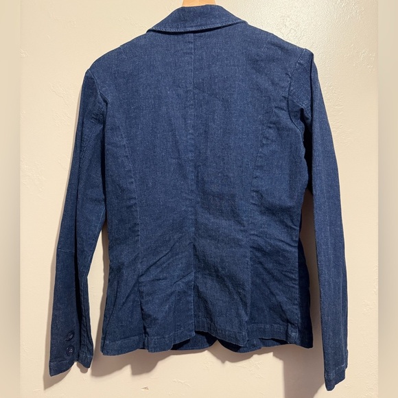 Eddie Bauer Women's Denim Indigo Blazer 90s Y2K Single Breasted Pockets Medium - Picture 11 of 14